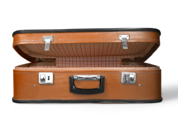 Empty Vintage Suitcase on white background