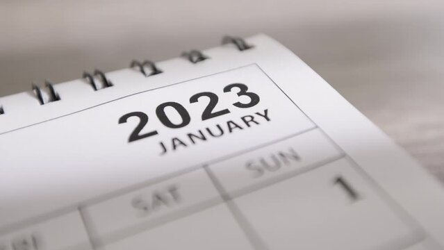 Calendar january 2023 year. Close-up.