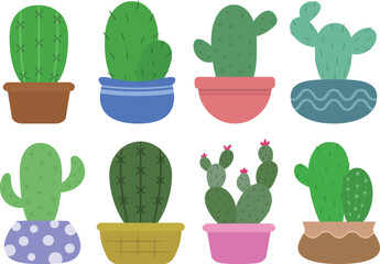 Collection of cactus element Illustration, lovely plant decoration material.