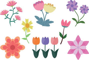 Collection of flower element Illustration, Floral Material decoration vector design. 