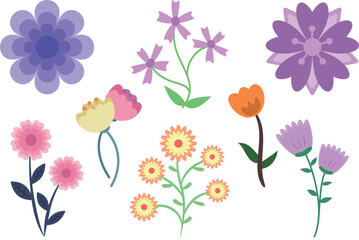 Collection of flower element Illustration, Floral Material decoration vector design. 