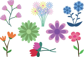 Collection of flower element Illustration, Floral Material decoration vector design. 