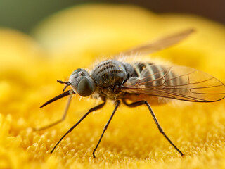 Bee Flies on a flower. Genus Parageron.  