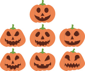 Collection of Halloween pumpkin cartoon element, festival decoration illustration.