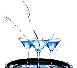 Three glasses of martini on white background