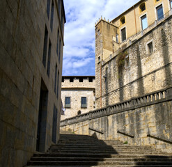 Fototapeta na wymiar Stairway to Catedral de Girona