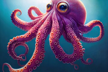 Obraz premium Beautiful illustration of a cute and adorable octopus generated by Ai