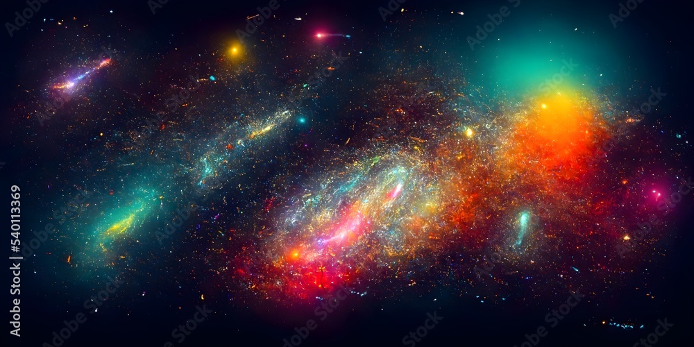 Wall mural abstract multicolored smooth bright nebula galaxy artwork background