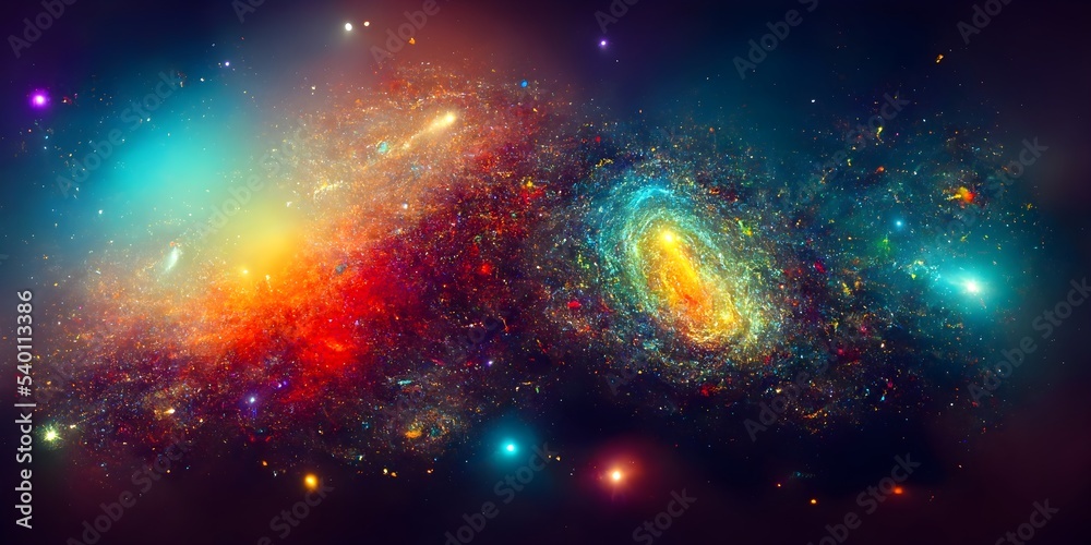 Wall mural abstract multicolored smooth bright nebula galaxy artwork background