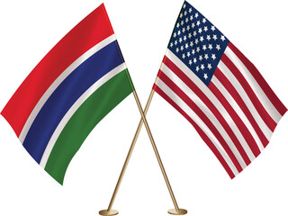Gambia,US flag together.American,Gambia waving flag together