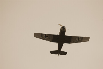 German military airplane (imitation) during historical reenactment of 1945 WWII
