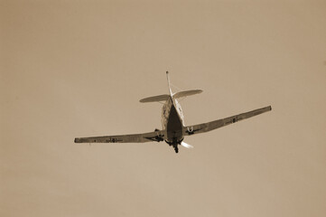 German military airplane (imitation) during historical reenactment of 1945 WWII