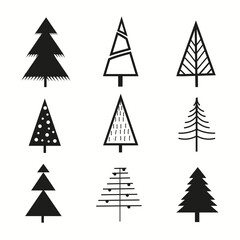 Set Of Christmas Trees Vector Illustrations