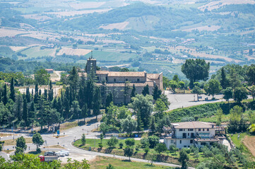 Fototapeta na wymiar High angle view of the Sanctuary of Civitella del Tronto