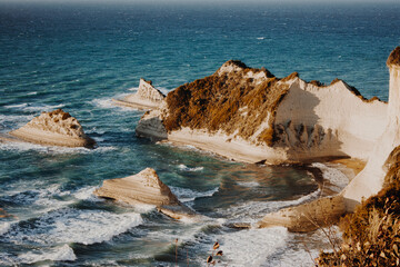 Beautiful view of Cape Drastis in the island of Corfu in Greece - obrazy, fototapety, plakaty