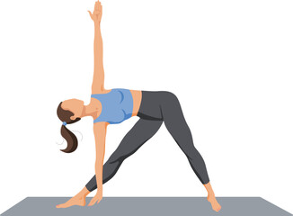 Girl doing yoga in triangle pose