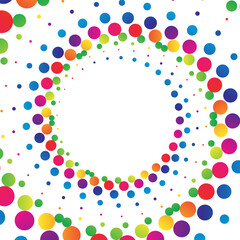 Rainbow dot circle frame halftone on the white background. Vector illustration.