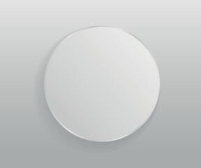 Round blank button with shadow on a gray background. Shop sign mock up on the facade.Vector illustration of a round button with empty space for your design.