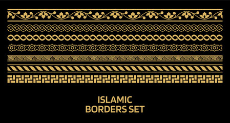 islamic border set gold patterns