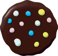 Isometric style 3d vector illustration of cookies with chocolate. Isolated on white background.