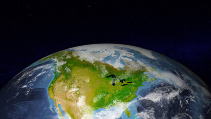 Realistic Earth globe focused on North America