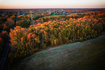 Fototapeta premium Drone Sunrise in Plainsboro New Jersey