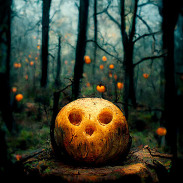 Ai Generated Halloween Pumpkin Scenery 