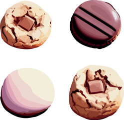 Isometric style 3d vector illustration of cookies with chocolate. Isolated on white background.