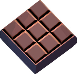 chocolate bars in isometry. Isolated vector isometric images of chocolate