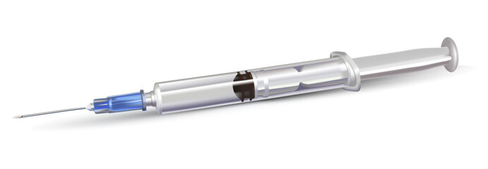 Syringe medical instrument for blood sampling, vaccination, insulin, mesh object