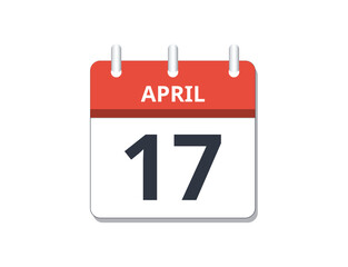 April 17th calendar icon vector. 
