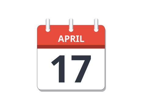 April 17th Calendar Icon Vector. 