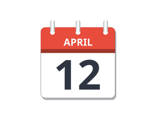 April 12th calendar icon vector.