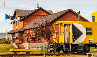Historic rail station in Bieseker, Alberta, Canada