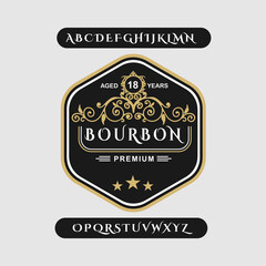 Fototapeta premium Golden flat bourbon label.