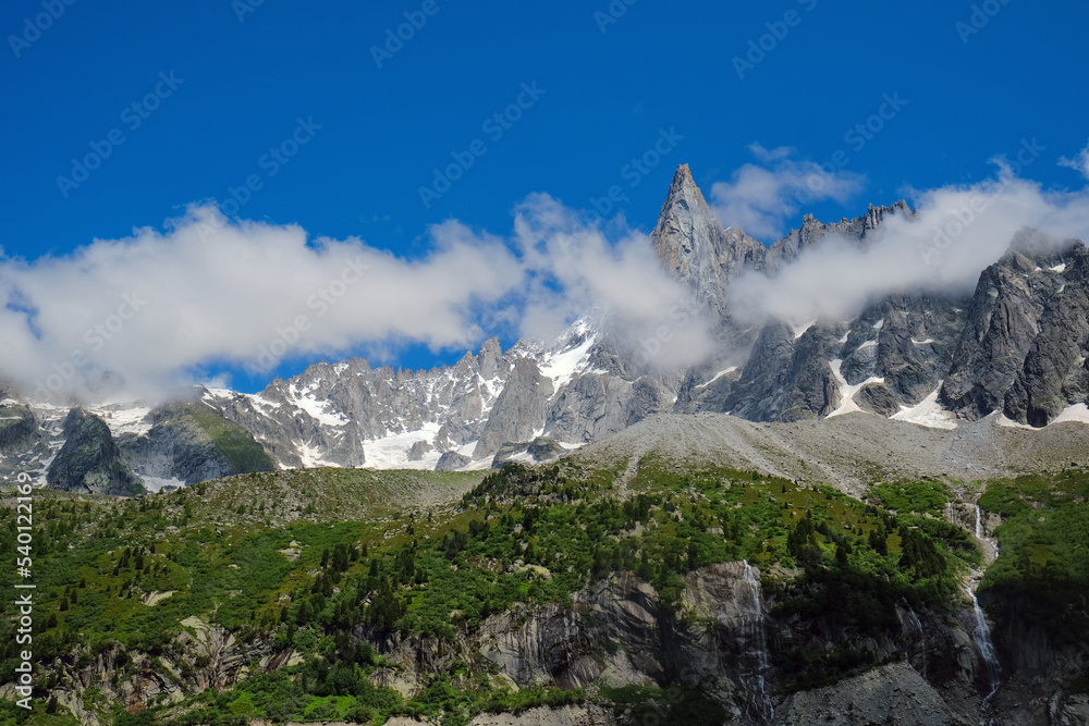 Canvas Prints view of mont blanc massif in mer de glace area, montenvers, chamonix, haute savoie, france