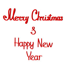 Merry Christmas and Happy New Year hand drawn lettering, vector