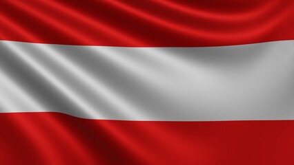 Render of the Austria flag flutters in the wind close-up, the national flag of Austria flutters in 4k resolution, close-up, colors: RGB. High quality 3d illustration