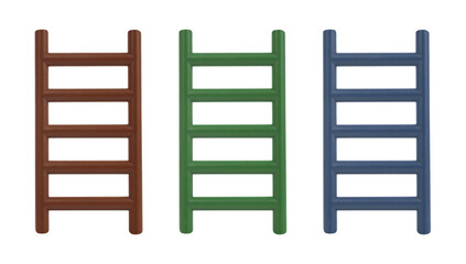 Simple short plastic ladder three colors vertical isolated on white background