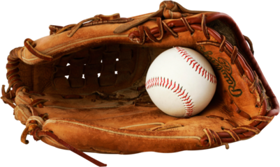 Baseball glove with a ball in it - isolated image