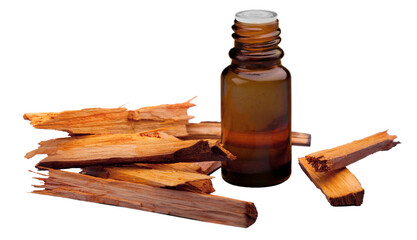 Sandalwood essential oil with wooden bricks