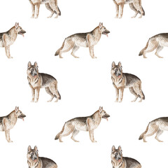 German shepherd seamless pattern