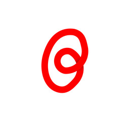 Fototapeta premium Number zero infinity sign. Cyclic 0 red letter. Modern natural endless loop. Futuristic logo corporate design.