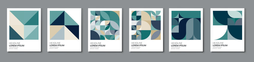  Abstract minimal geometric shape background for business annual report, book cover, brochure, flyer, and poster. Retro colorful design.