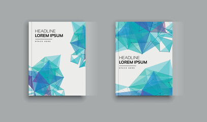 Abstract, colorful, polygonal book cover, flyer designs set. Triangle pattern 