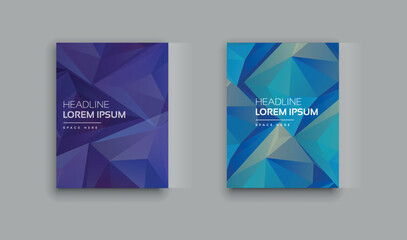 Abstract, colorful, polygonal book cover, flyer designs set. Triangle pattern 
