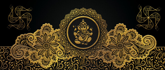 Lord Ganesha golden design poster for background 