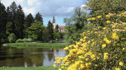 Romantic castle in Pruhonice unesco park.