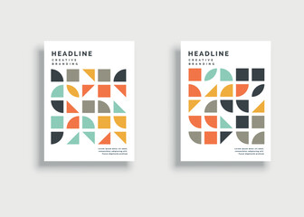 Geometry orientation vector business presentation set mock-up pattern. Company branding pattern covers design layout bundle, poster, annual report, and geometric concept cover. Minimalistic retro.