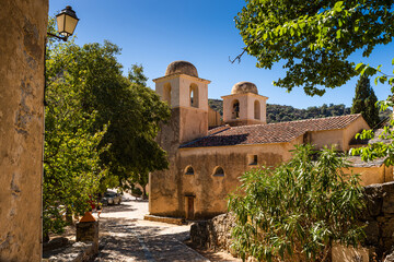 Church of Pigna village, Corsica, France - obrazy, fototapety, plakaty